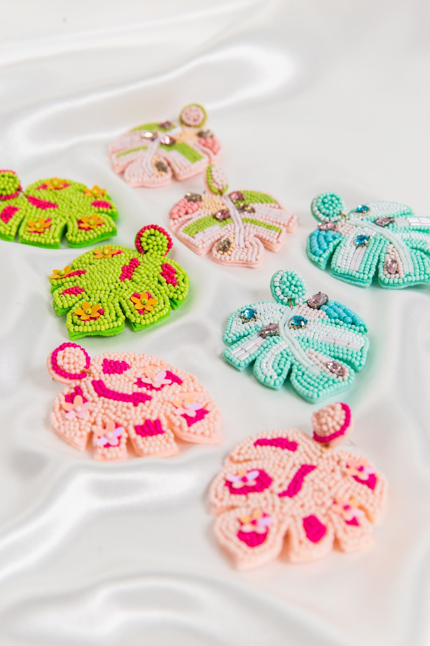 Pastel Tropical Leaf Earrings