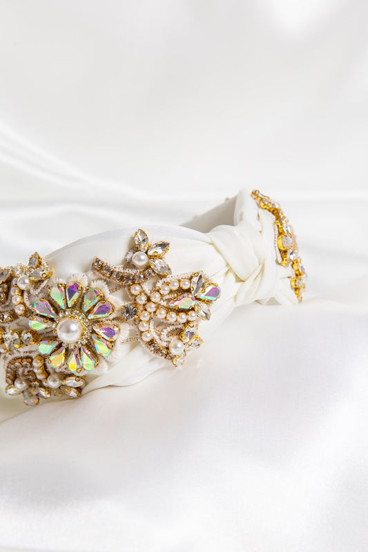 Ava White Jewel Encrusted Crown