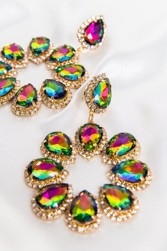 Rainbow 🌈 Oversized Flower Halo Earrings