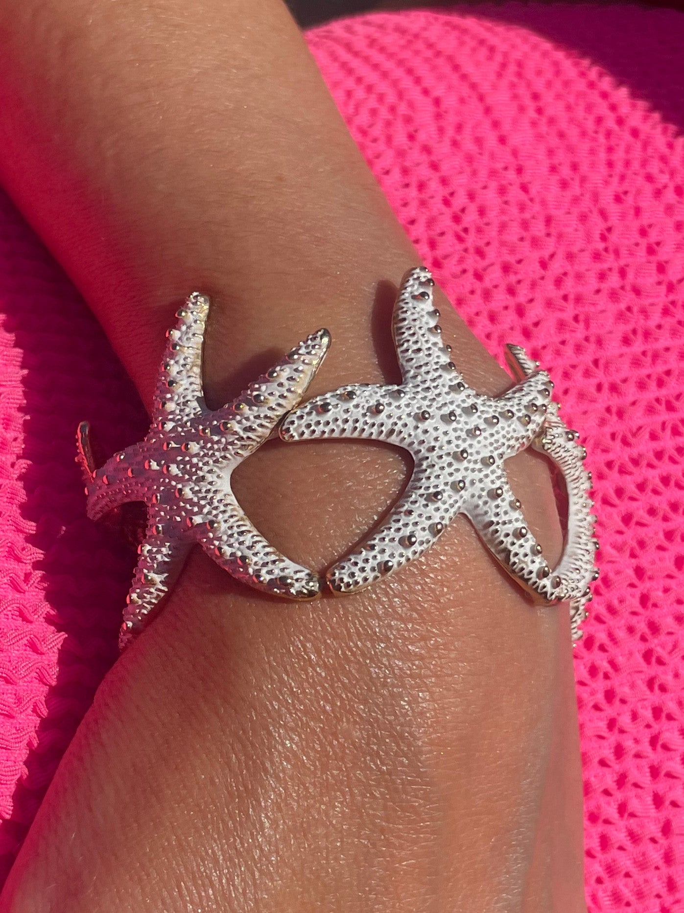 White Shimmer Starfish Bangle