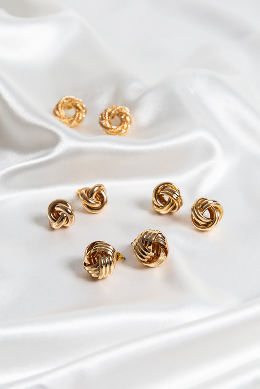 Gold Infinity Swirl Oversized Statement Stud Earrings