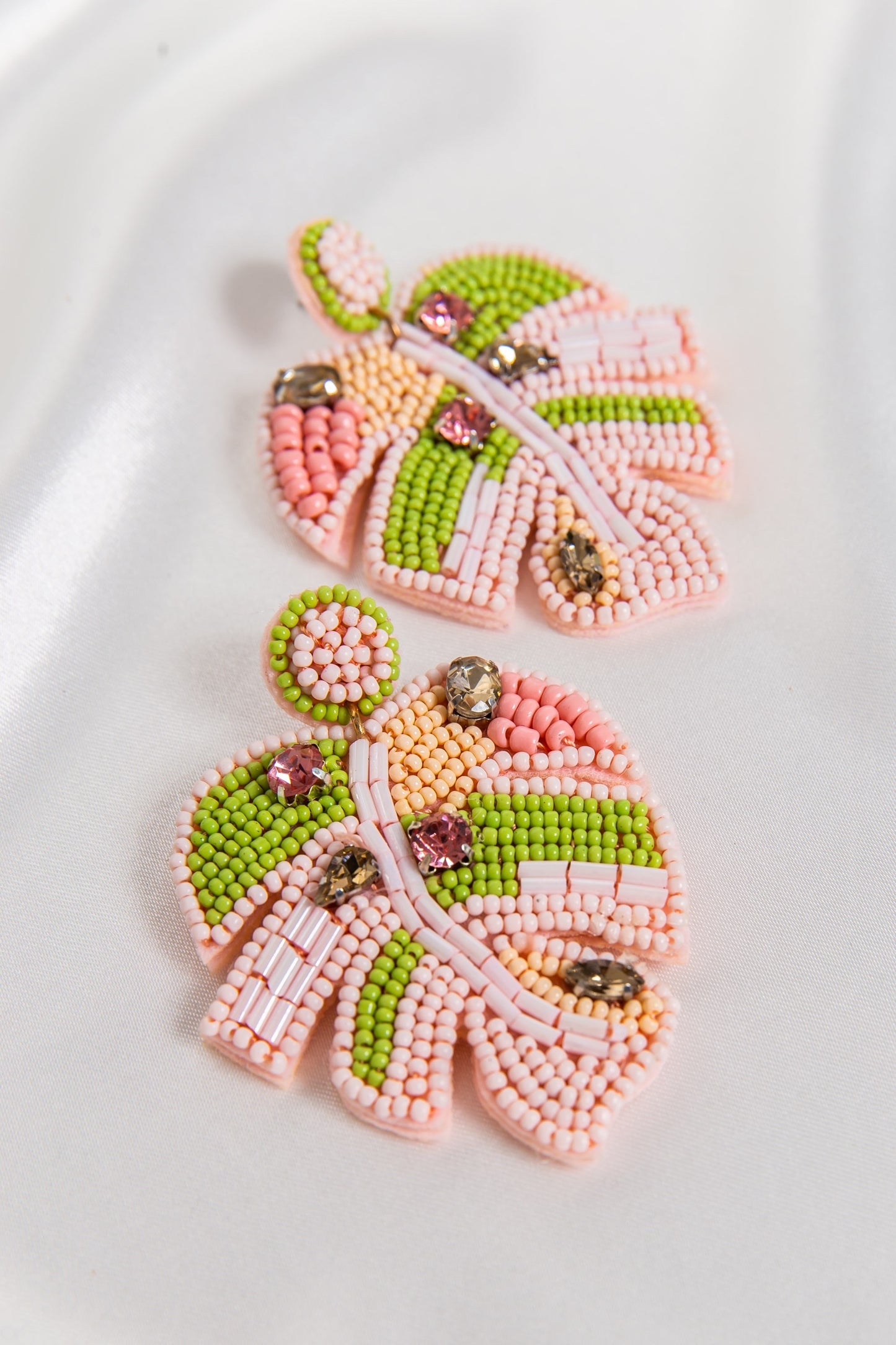 Pastel Tropical Leaf Earrings