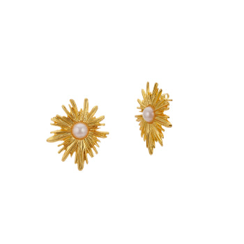 Vienna Collection Gold & Pearl Starburst Earrings