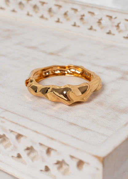 Shimeray Torque Gold Chunky Hammered Collar & Bangle Set