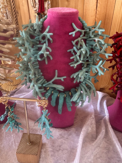 Coral Embrace Necklace & Earring  Set