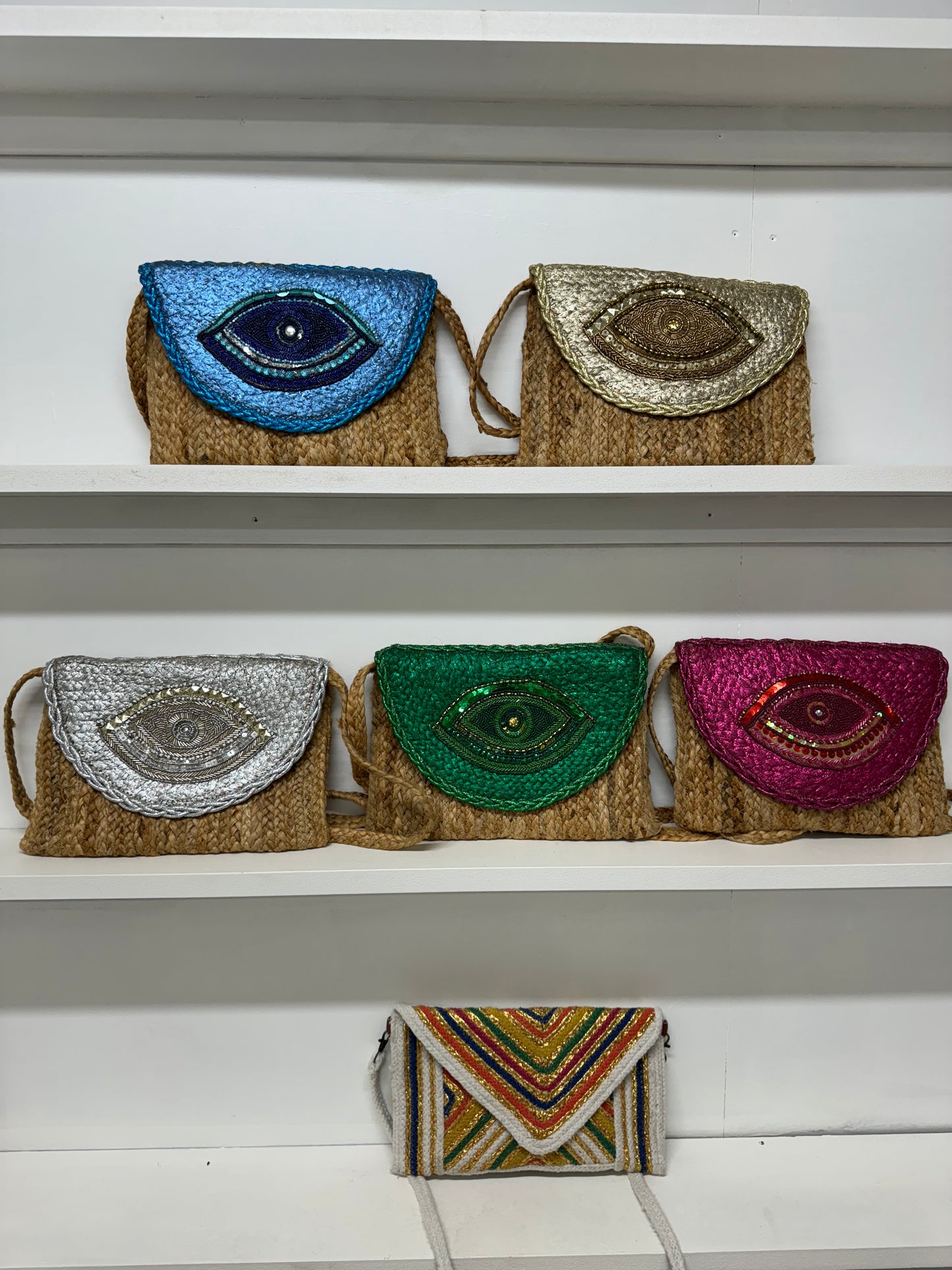 Lucky Eye Raffia Bags