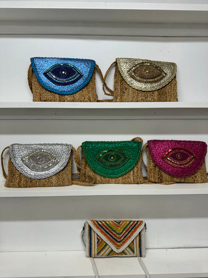 Lucky Eye Raffia Bags