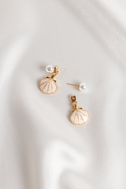 Sophie Pearl & Shell Stud Drop Earrings