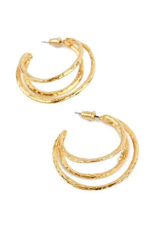 Gold Triple Hoop Earrings