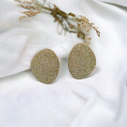 Gold Shimmer Large Woven Pebble Earrings