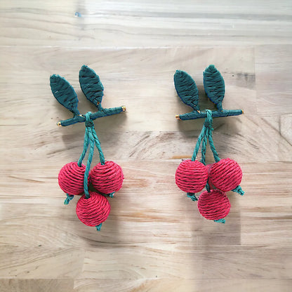 Raffia Cherry 🍒 Earrings