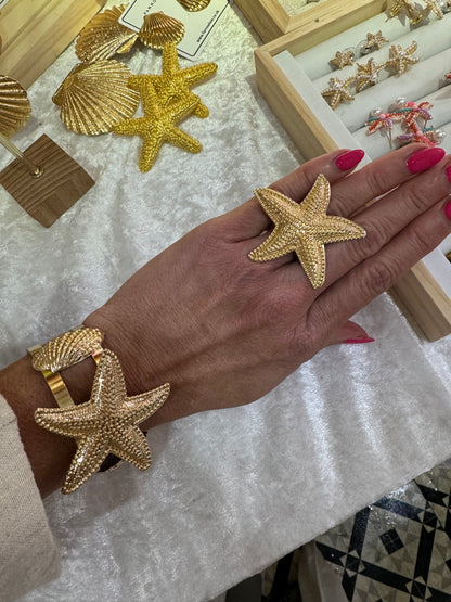 Sally starfish Cuff & Ring Set