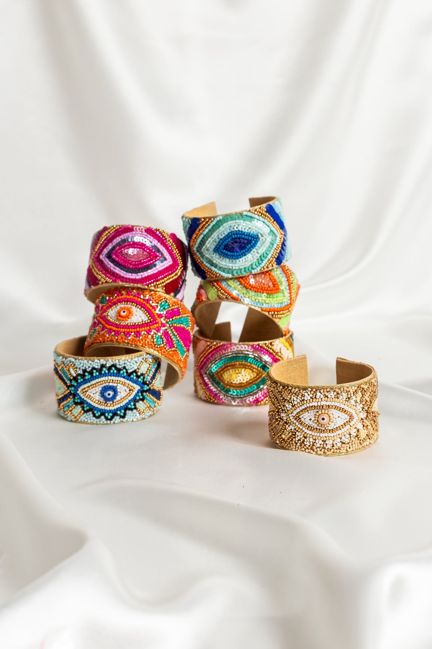 Lucky Eye Sequin & Beaded Cuffs