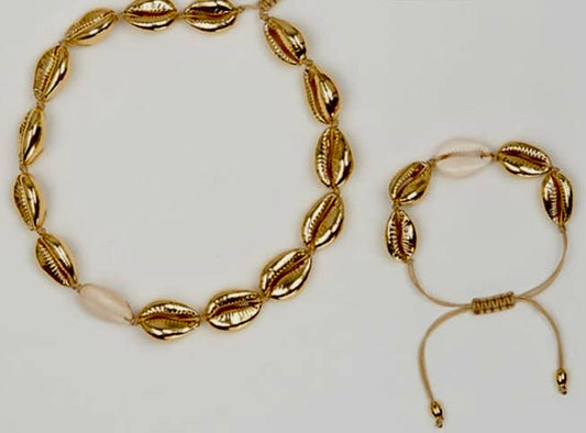 Gold Shell Choker & Anklet/Bracelet Set