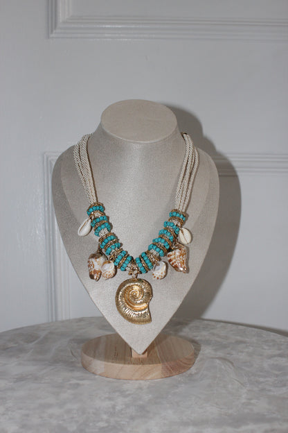 Aurura Turquoise Shell Charm Necklace