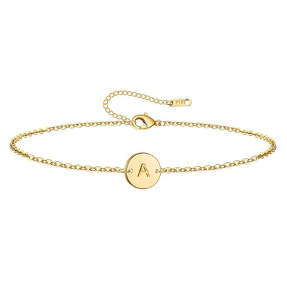 Dainty Disc Initial Bracelet