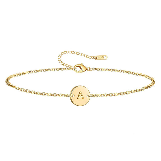 Dainty Disc Initial Bracelet