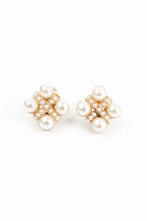 Pearl Cross Stud Earrings
