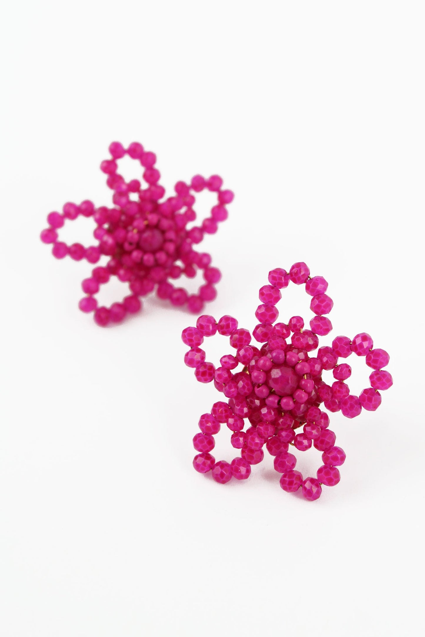 Large Flower Stud Earrings in Pink or Blue