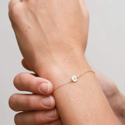 Dainty Disc Initial Bracelet