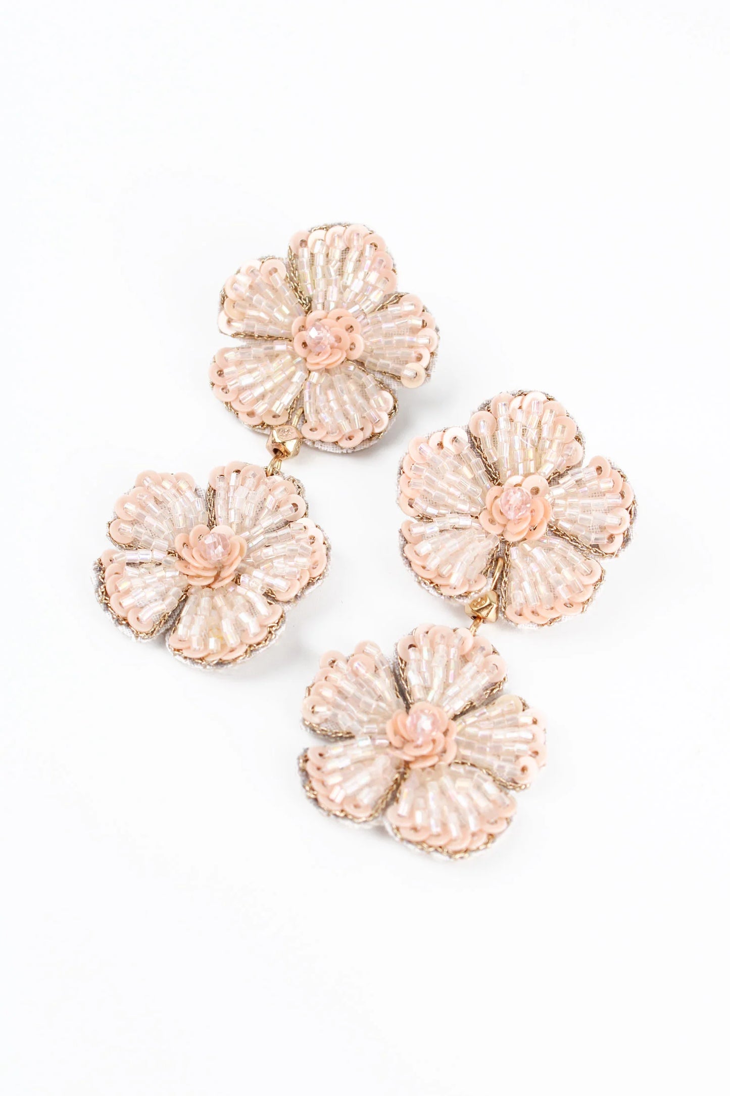 Blush Flower Double Drop Earrings