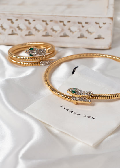 Entwined Serpent Collar & Bracelet Sets In Gold & Silver