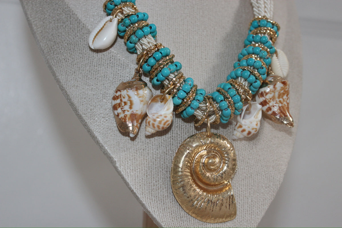 Aurura Turquoise Shell Charm Necklace