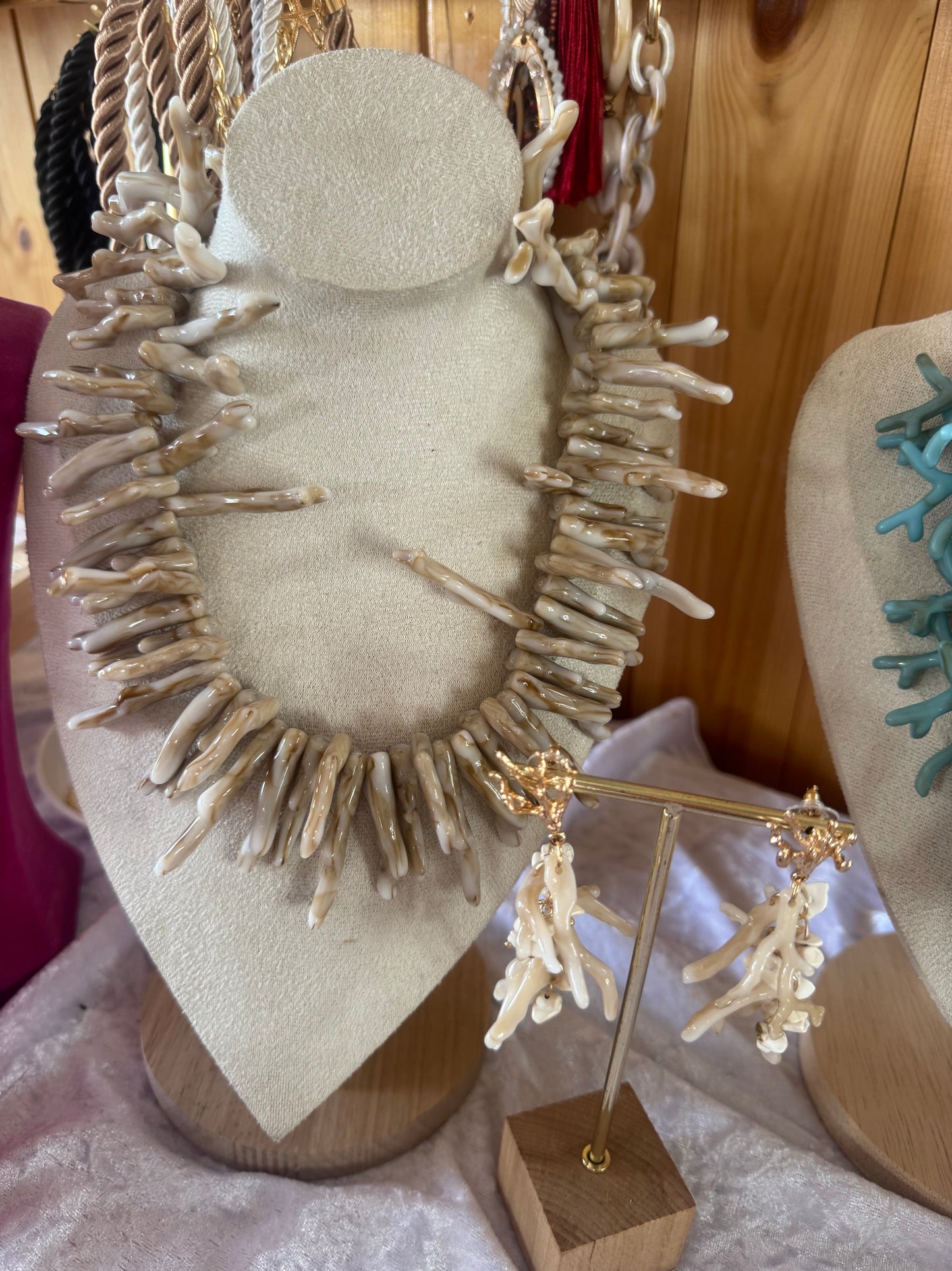 Natural Coral Embrace Necklace & Earring Set