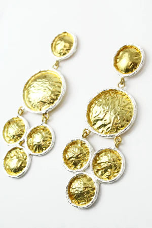 Multi Circle Brushed Gold Earrings