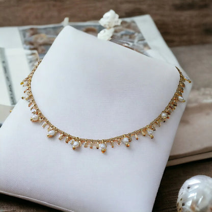 Bronze Pearl & Spike Chain Necklace