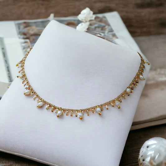 Bronze Pearl & Spike Chain Necklace