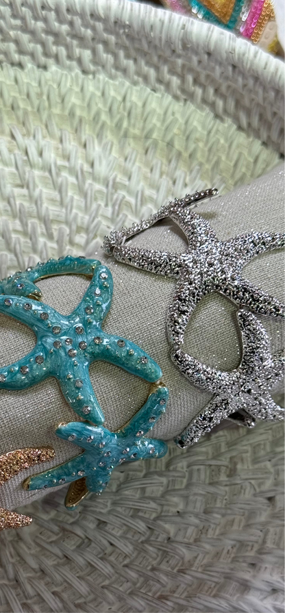 Starfish Bangle In Turquoise Blue & Silver