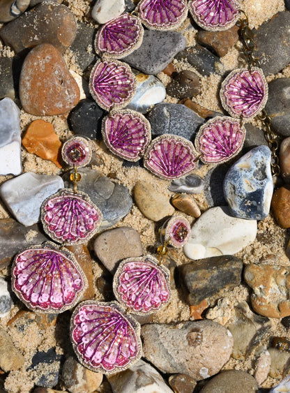 PINK DOUBLE DROP SHELL EARRINGS
