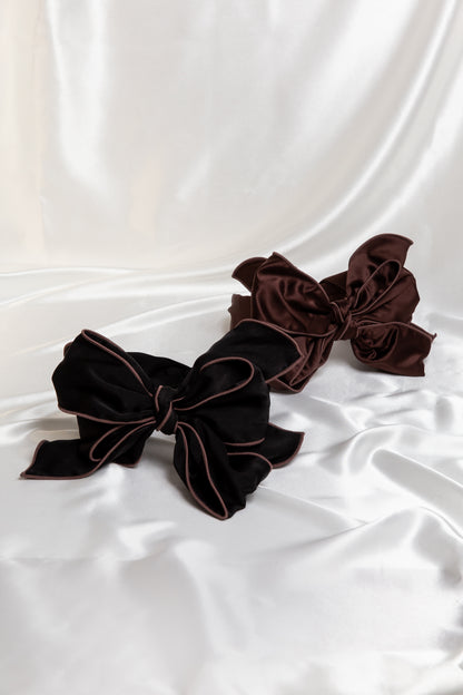 Beau Wired Bow Headband In Dark Chocolate Brown & Chocolate Brown