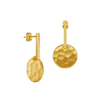 Golden Hammered Drop Earrings - Vienna Gold Collection