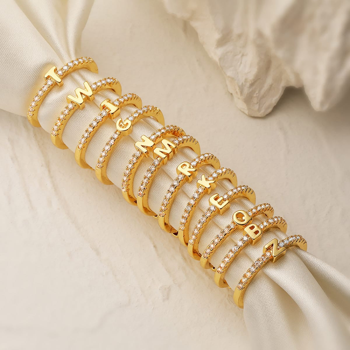 Dainty Shimmer Initial Ring