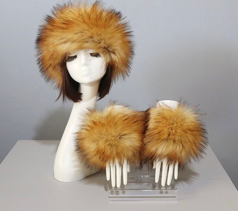 Russian Fur Headband & Fur Cuff Sets in 12 Colours