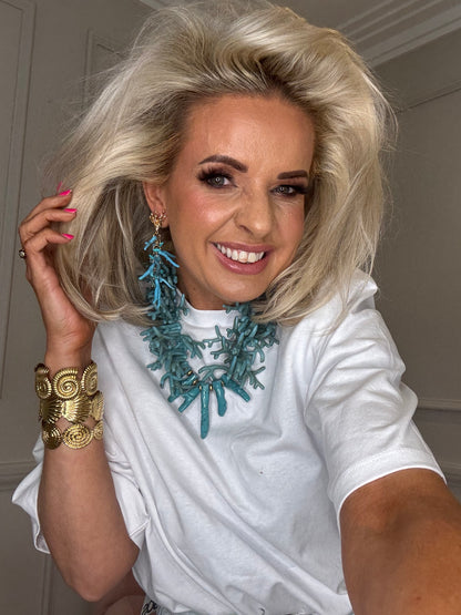 Coral Embrace Necklace & Earring  Set