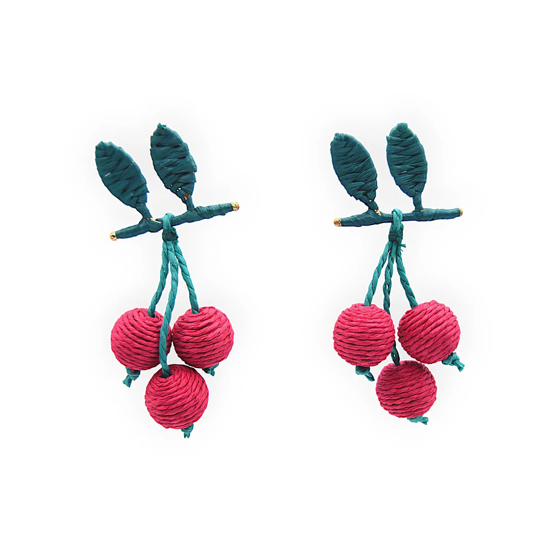 Raffia Cherry 🍒 Earrings