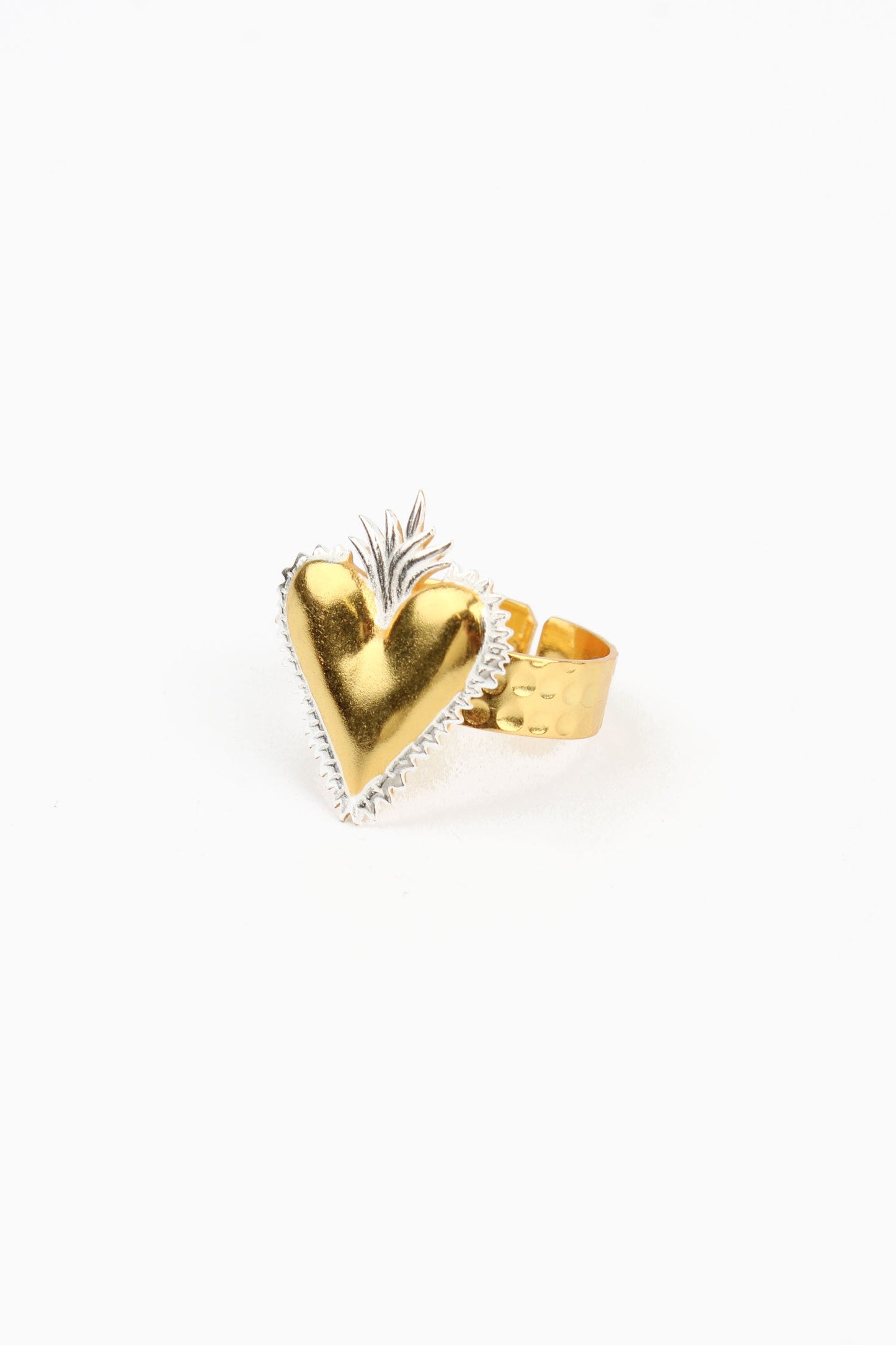 QUEEN OF HEARTS RING ADJUSTABLE IN GOLD AND SILVER