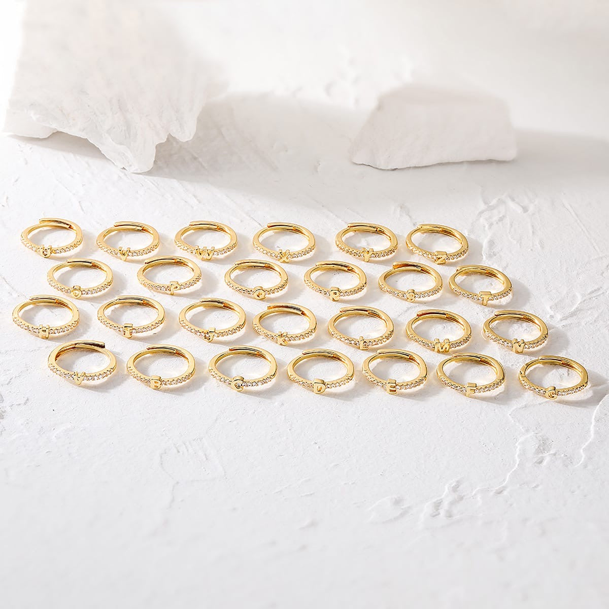 Dainty Shimmer Initial Ring