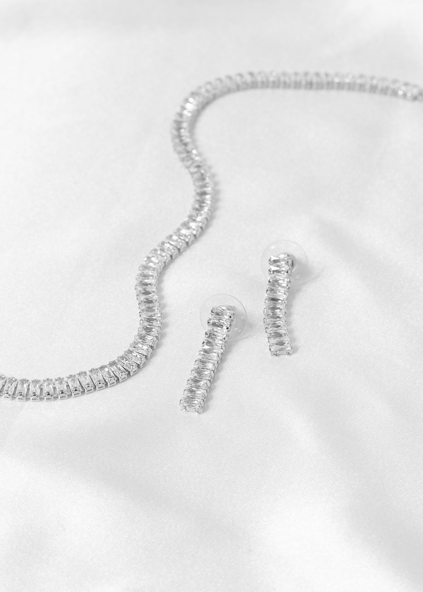 Baguette Style Necklace & Earring Sets in Silver, Gold & Rainbow 🌈