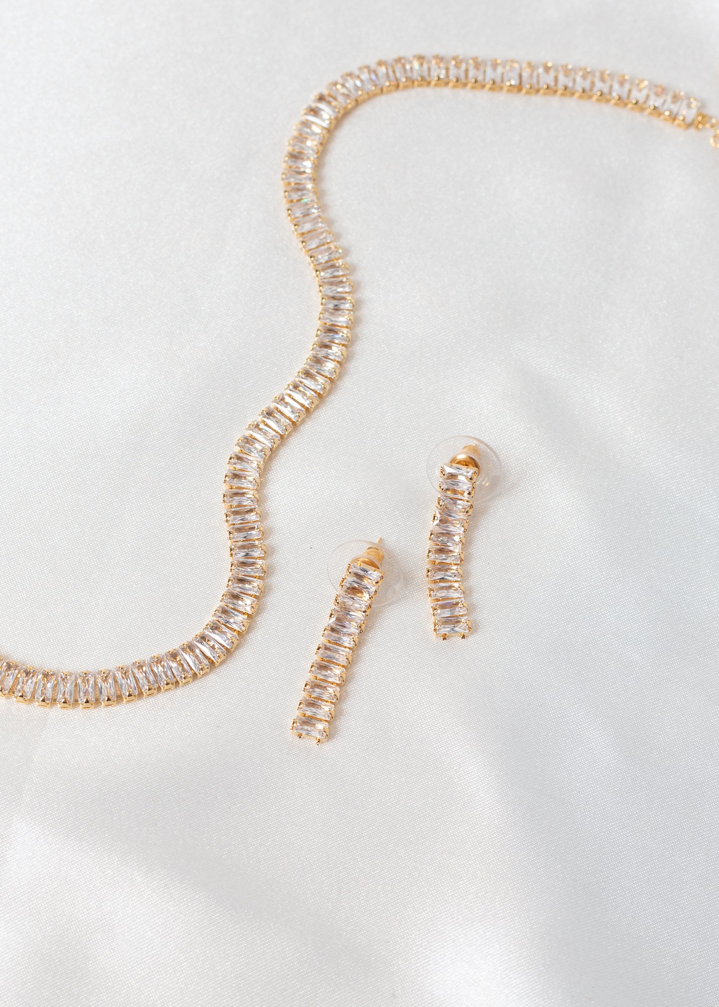 Baguette Style Necklace & Earring Sets in Silver, Gold & Rainbow 🌈