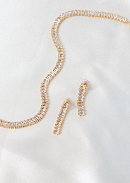 Baguette Style Necklace & Earring Sets in Silver, Gold & Rainbow 🌈