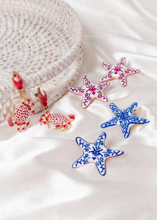 Santorini Starfish Earrings In Pink & Blue