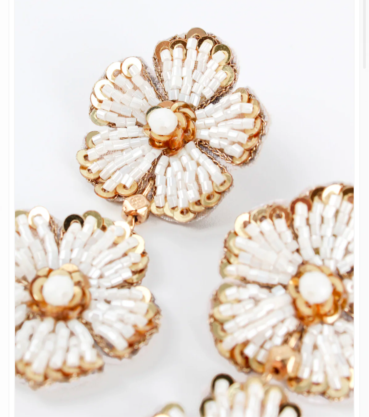 Pearl & Gold Flower Double Drop Earrings