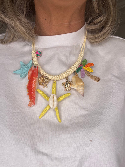 Tropical Vibes Raffia  Necklace