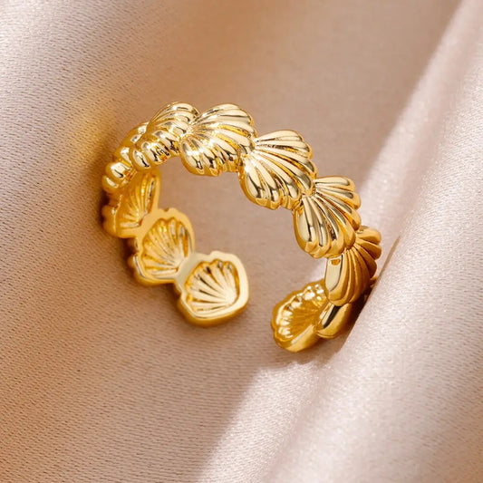 Dainty Gold Shell Ring In Gold