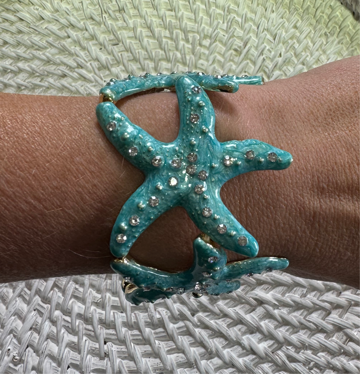 Starfish Bangle In Turquoise Blue & Silver