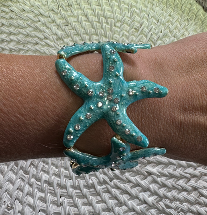 Starfish Bangle In Turquoise Blue & Silver